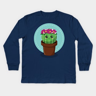 Kawaii cactus Kids Long Sleeve T-Shirt